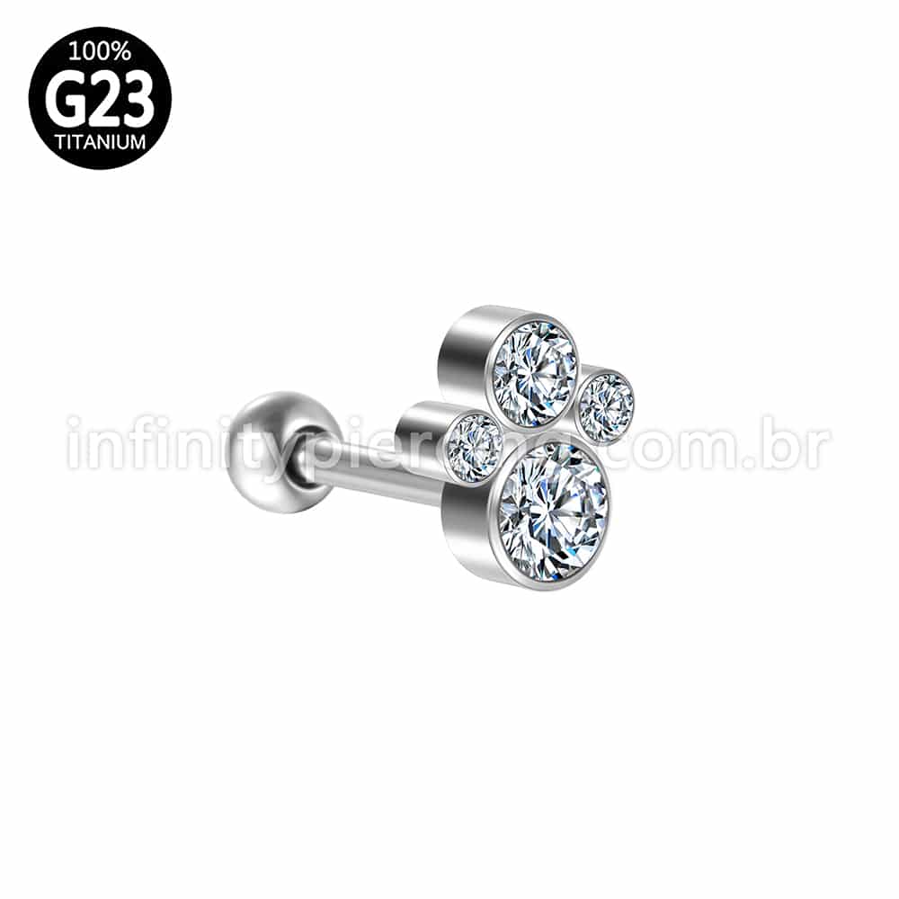Piercing MiniBarbell Titânio Indiano Zircônia